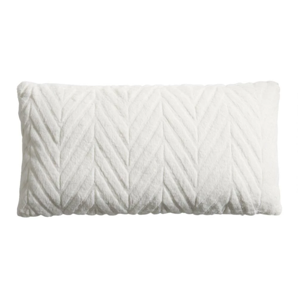 World Market Ivory Faux Fur Chevron Lumbar Pillow 1 World Market Ivory Faux Fur Chevron Lumbar Pillow