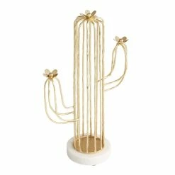 World Market Gold Wire Cactus on Marble Stand Decor