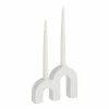 World Market White Ceramic Double Arch Taper Candle Holder