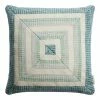 World Market Ivory and Green Woven Square Indoor Outdoor Throw Pillow
