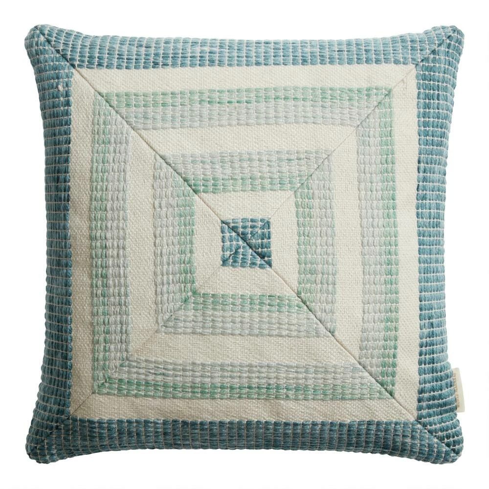 World Market Ivory and Green Woven Square Indoor Outdoor Throw Pillow 1 World Market Ivory and Green Woven Square Indoor Outdoor Throw Pillow