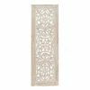 World Market Distressed Mango Wood Carved Floral Panel Wall Decor