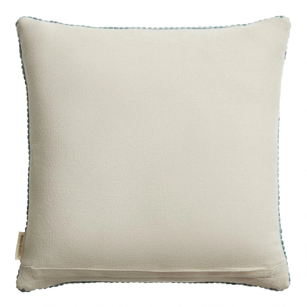 World Market Ivory and Green Woven Square Indoor Outdoor Throw Pillow 2 World Market Ivory and Green Woven Square Indoor Outdoor Throw Pillow - Image 2