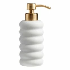 World Market White Marble Ribbed Liquid Soap Dispenser