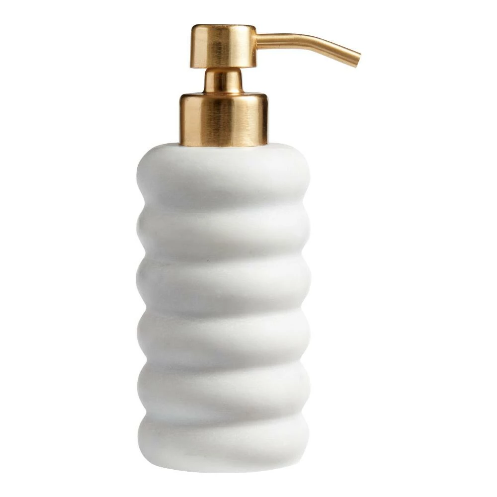 World Market White Marble Ribbed Liquid Soap Dispenser 1 World Market White Marble Ribbed Liquid Soap Dispenser