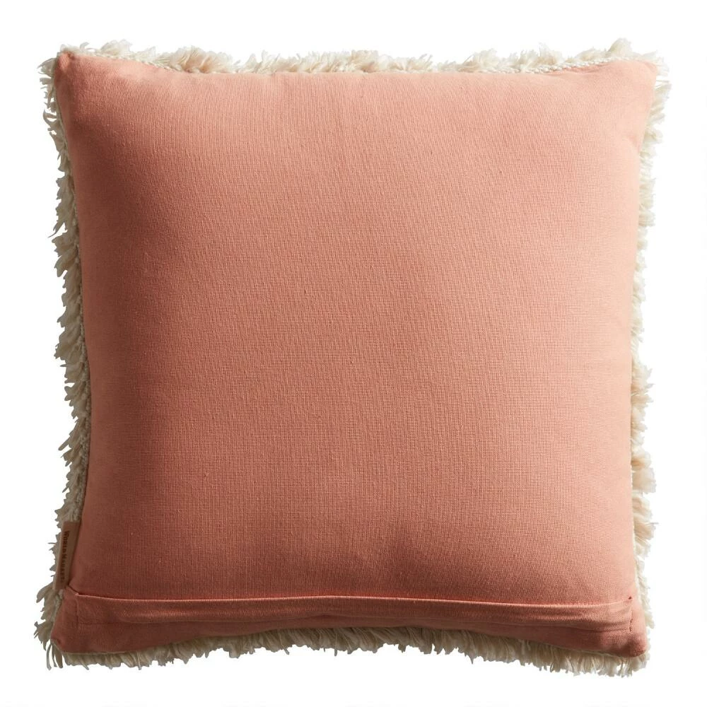 World Market Ivory and Dusty Pink Shaggy Throw Pillow 2 World Market Ivory and Dusty Pink Shaggy Throw Pillow - Image 2