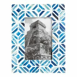 World Market Blue and White Deco Tile Bone Frame