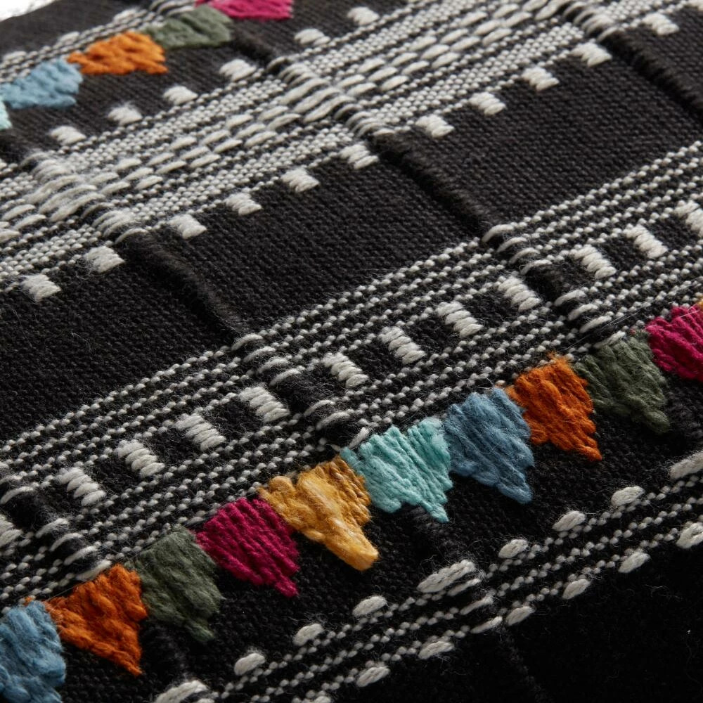 World Market Black Multicolor Embroidered Lumbar Pillow 3 World Market Black Multicolor Embroidered Lumbar Pillow - Image 3