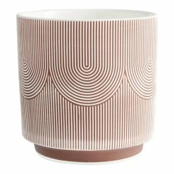 World Market Terracotta and White Swirl Patterned Planter