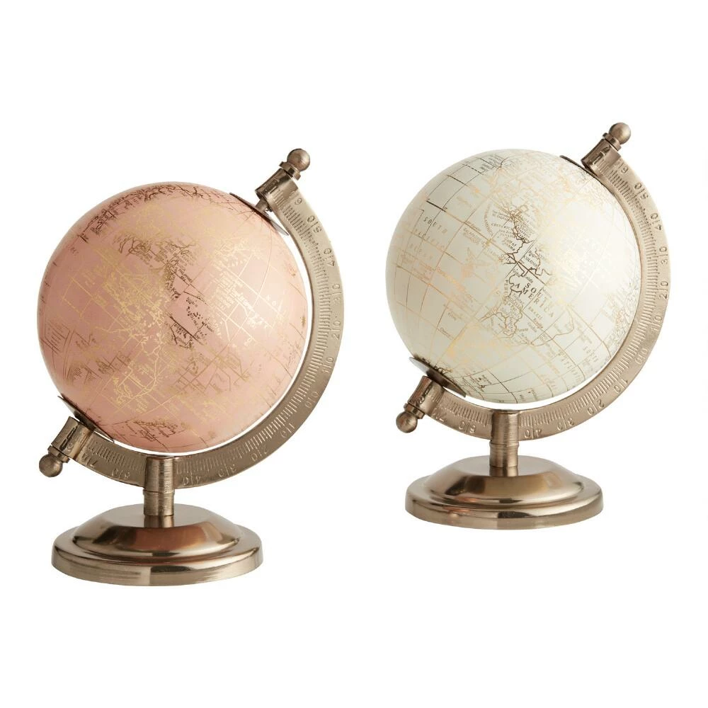 World Market Mini Ivory And Blush Globes With Brass Stands Set Of 2 1 World Market Mini Ivory And Blush Globes With Brass Stands Set Of 2