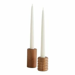 World Market Mango Wood Stacked Ring Taper Candle Holder
