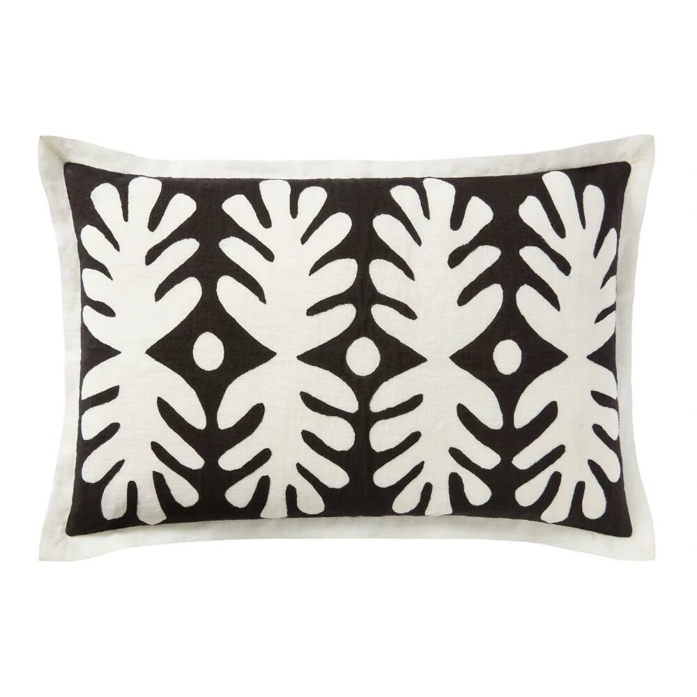 World Market Justina Blakeney Marin Black and Ivory Leaf Lumbar Pillow 1 World Market Justina Blakeney Marin Black and Ivory Leaf Lumbar Pillow