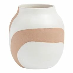 World Market Natural and White Ceramic Swirl Vase
