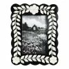 World Market Black and White Scalloped Floral Inlay Bone Frame