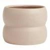 World Market Taupe Double Ring Ceramic Planter