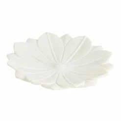 World Market CRAFT White Marble Lotus Diwali Bowl