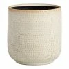 World Market Ivory Striped Dot Ceramic Planter
