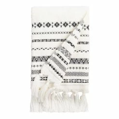 World Market Zohra Ivory And Black Geo Stripe Hand Towel
