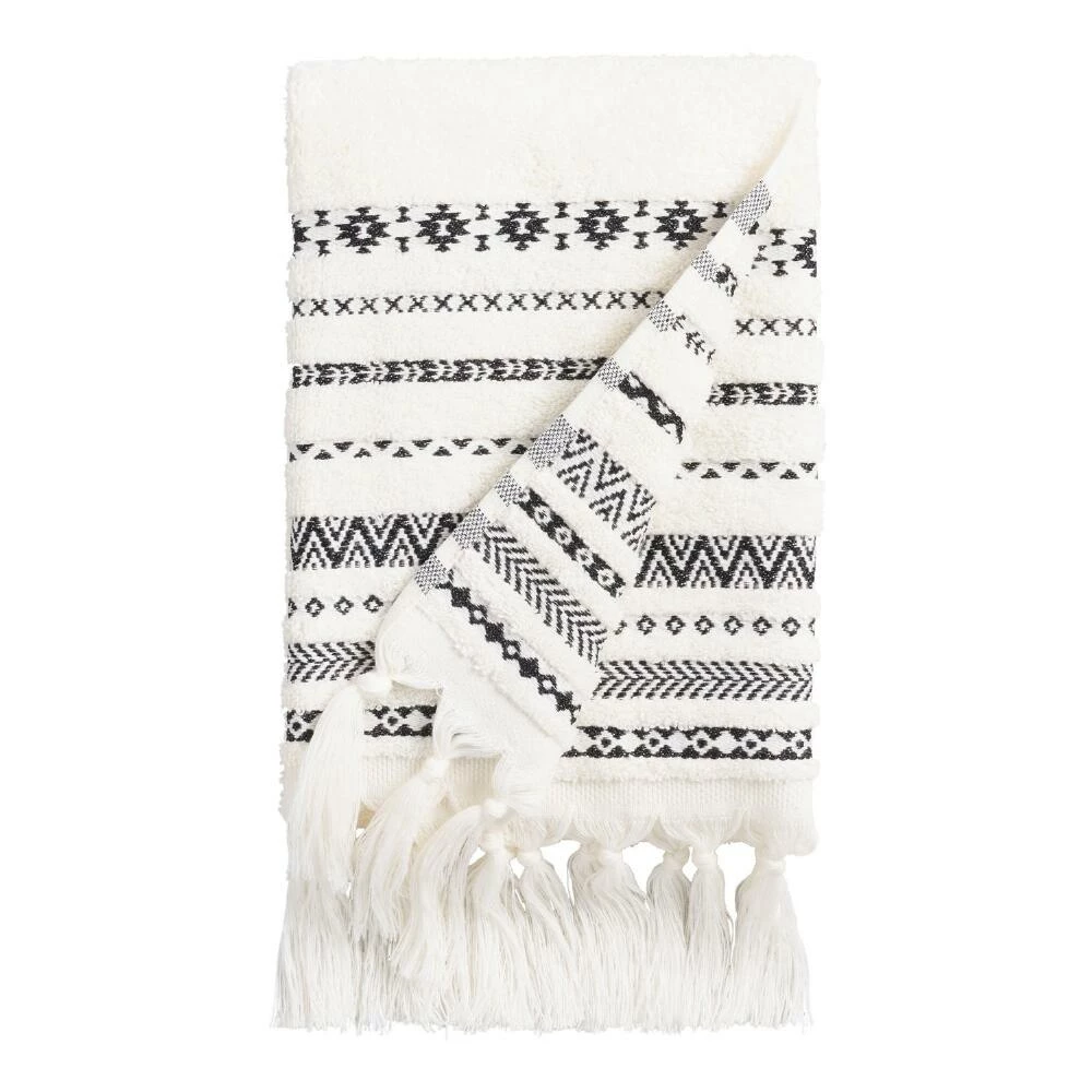 World Market Zohra Ivory And Black Geo Stripe Hand Towel 1 World Market Zohra Ivory And Black Geo Stripe Hand Towel
