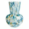 World Market Blue And Green Confetti Hand Blown Glass Vase