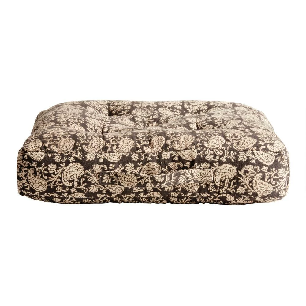 World Market Black And White Paisley Jaipur Block Print Floor Cushion 3 World Market Black And White Paisley Jaipur Block Print Floor Cushion - Image 3