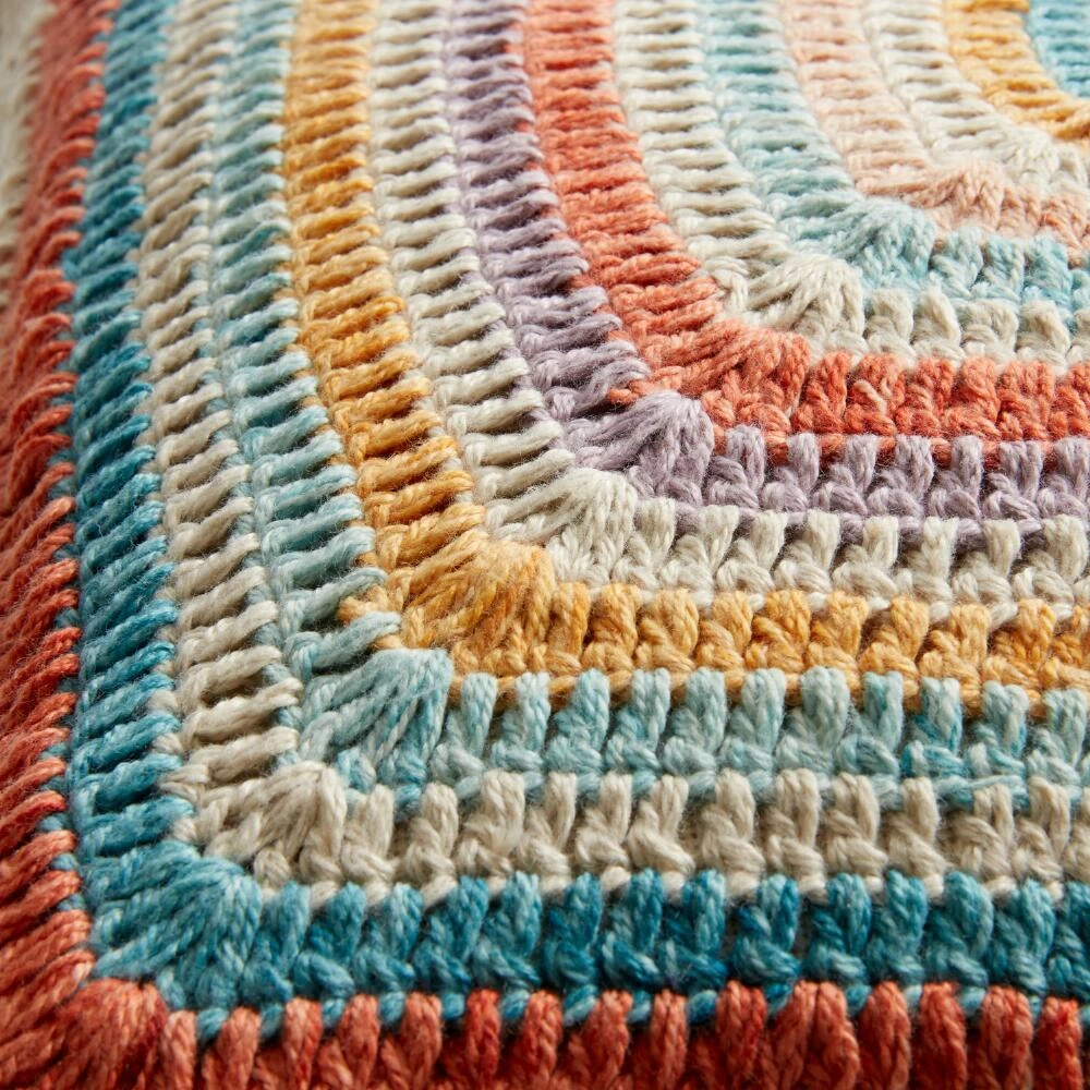 World Market Multicolor Crocheted Tile Indoor Outdoor Throw Pillow 3 World Market Multicolor Crocheted Tile Indoor Outdoor Throw Pillow - Image 3