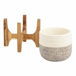 World Market Ivory And Gray Two Tone Ceramic Planter With Wood Stand 6 World Market Ivory And Gray Two Tone Ceramic Planter With Wood Stand -Decor & Pillows Sales Store unnamed file 1963