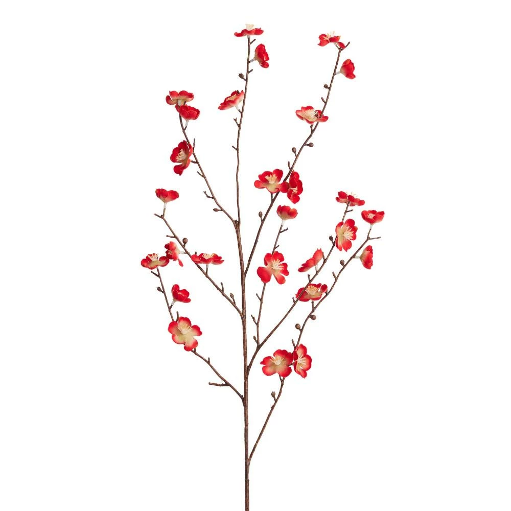 World Market Red Faux Velvet Plum Blossom Stem 1 World Market Red Faux Velvet Plum Blossom Stem