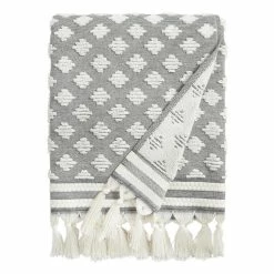 World Market Brea Black And White Sculpted Diamond Bath Towel
