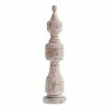 World Market Large CRAFT Hand Carved Whitewash Pillar Decor