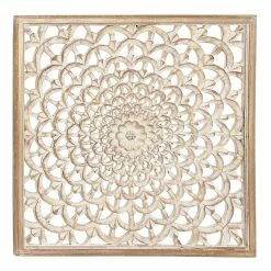 World Market Distressed Pine Wood Carved Floral Wall Decor
