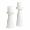 World Market White Ceramic Ribbed Taper Candle Holder
