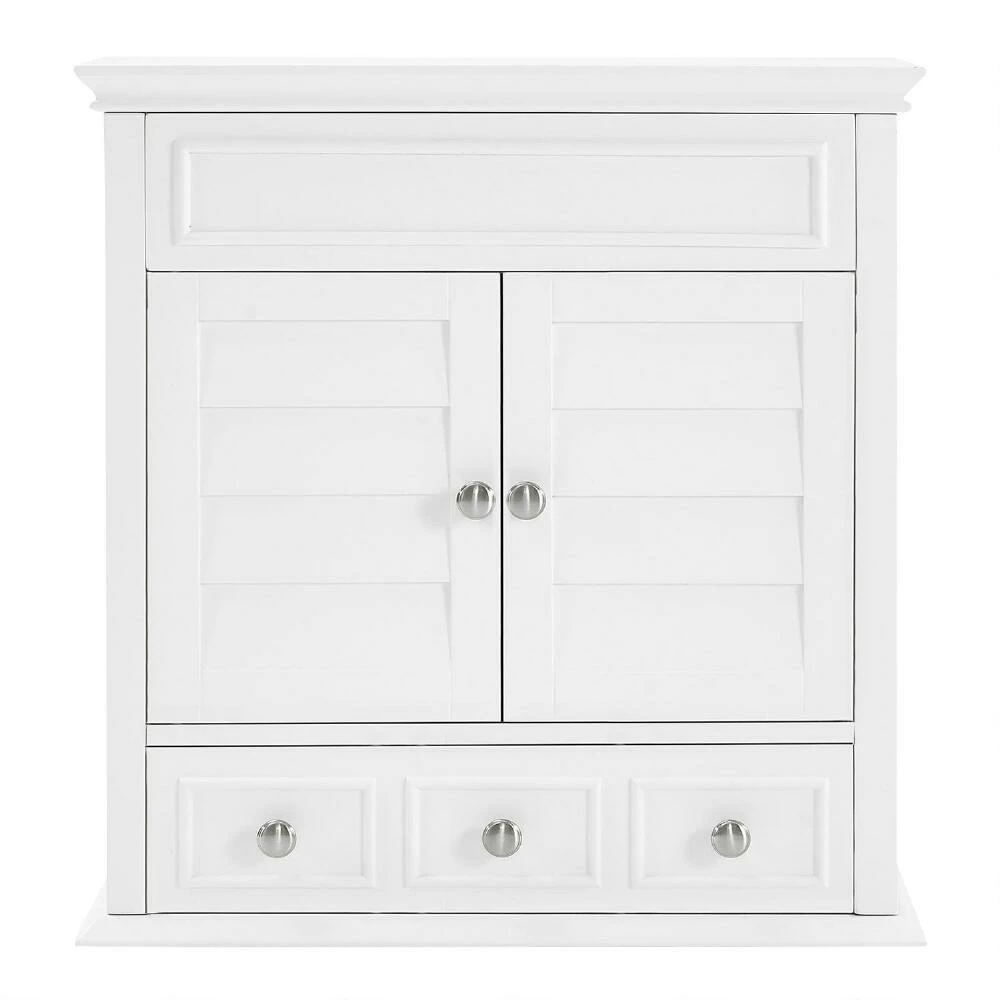 World Market White Wood Maryella Bathroom Wall Cabinet 2 World Market White Wood Maryella Bathroom Wall Cabinet - Image 2