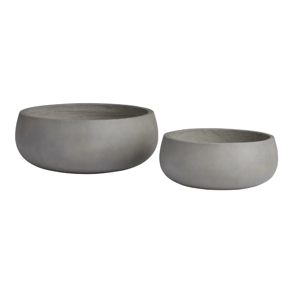 World Market Zian Gray Cement Shallow Outdoor Planter 1 World Market Zian Gray Cement Shallow Outdoor Planter