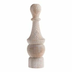 World Market Small CRAFT Hand Carved Whitewash Wood Pillar Decor