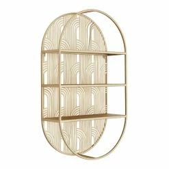 World Market Oval Gold Art Deco 3 Tier Wall Shelf -Decor & Pillows Sales Store unnamed file 2116