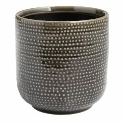World Market Black Dot Reactive Glaze Ceramic Planter