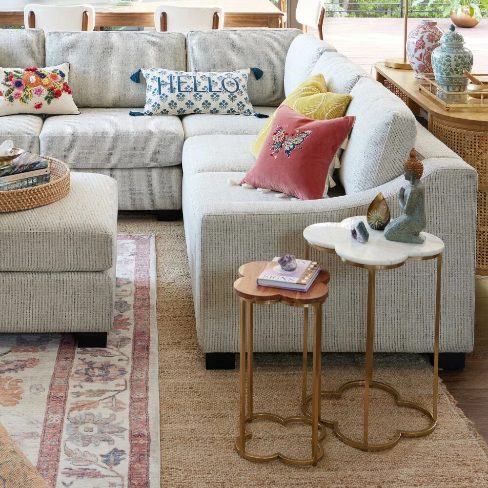 World Market Teal Floral Embroidered Hello Lumbar Pillow 2 World Market Teal Floral Embroidered Hello Lumbar Pillow - Image 2