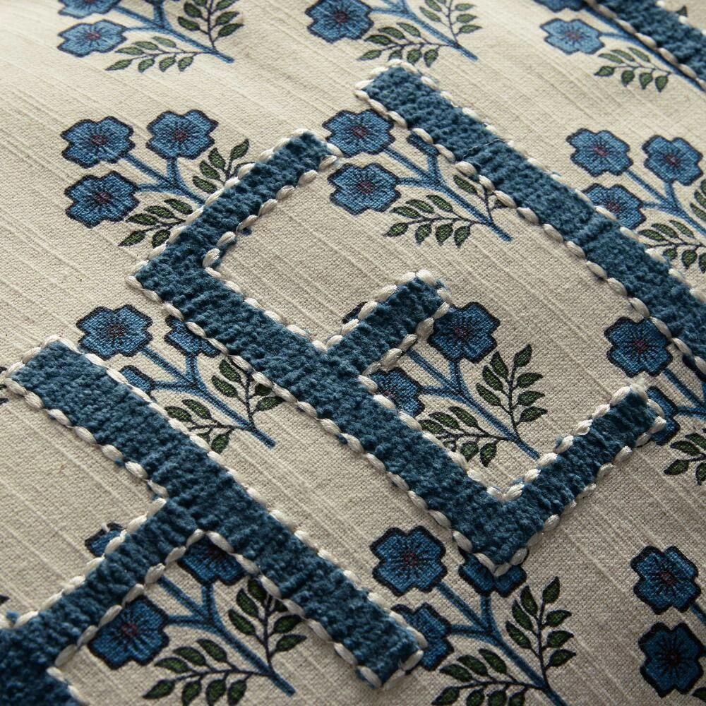 World Market Teal Floral Embroidered Hello Lumbar Pillow 4 World Market Teal Floral Embroidered Hello Lumbar Pillow - Image 4