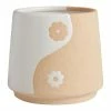 World Market Natural and White Ceramic Peace Flower Planter