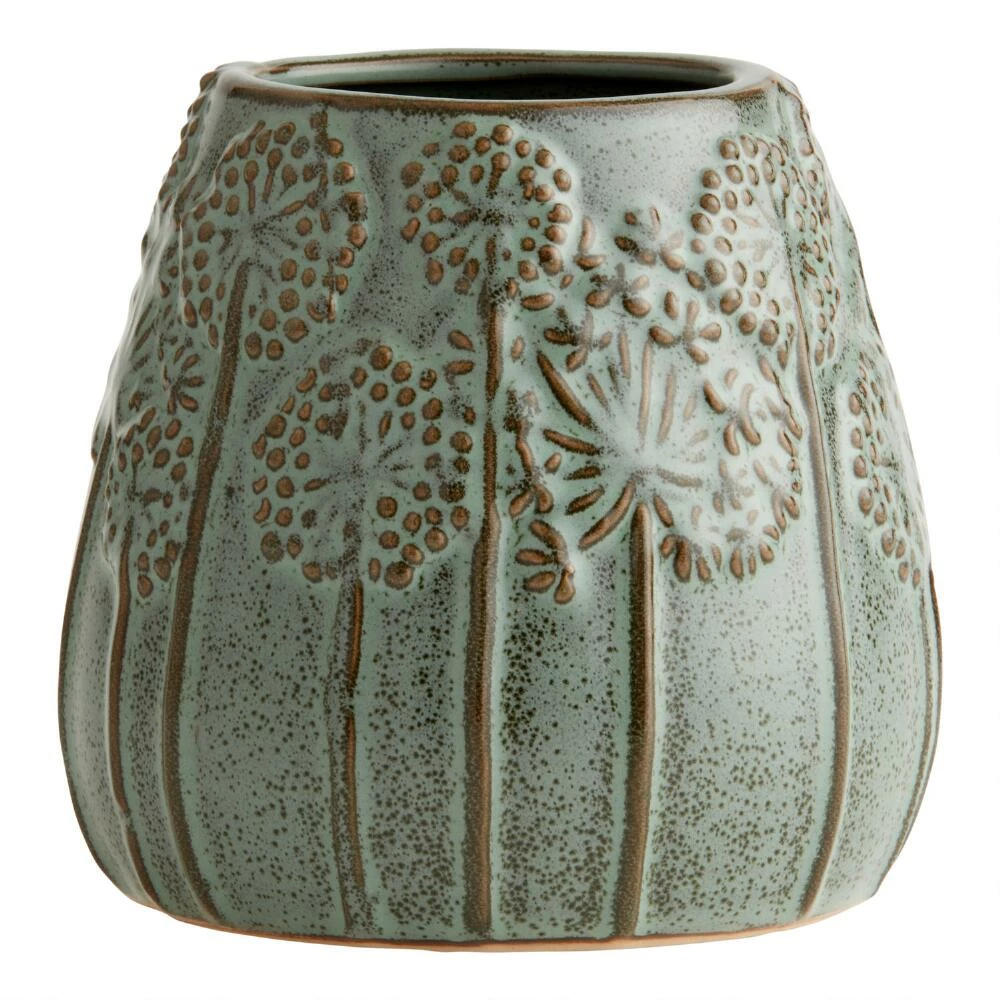 World Market Green Ceramic Glazed Flower Garden Planter 1 World Market Green Ceramic Glazed Flower Garden Planter