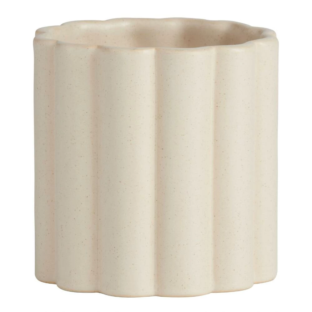World Market Ivory Ceramic Channeled Planter 1 World Market Ivory Ceramic Channeled Planter