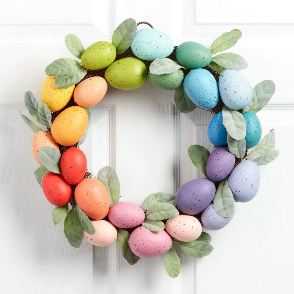World Market Bright Rainbow Easter Egg and Faux Lambs Ear Wreath 1 World Market Bright Rainbow Easter Egg and Faux Lambs Ear Wreath
