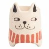 World Market Cream Hand Painted Ceramic Dog Planter