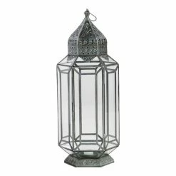 World Market Latika Tall Antique Zinc Tabletop Candle Lantern