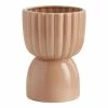 World Market Natural Ribbed Ceramic Pedestal Planter