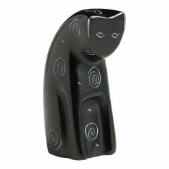 World Market Black Kisii Soapstone Cat Decor