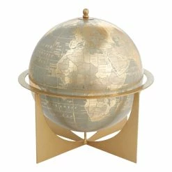 World Market Gold and Gray Globe with Round Stand