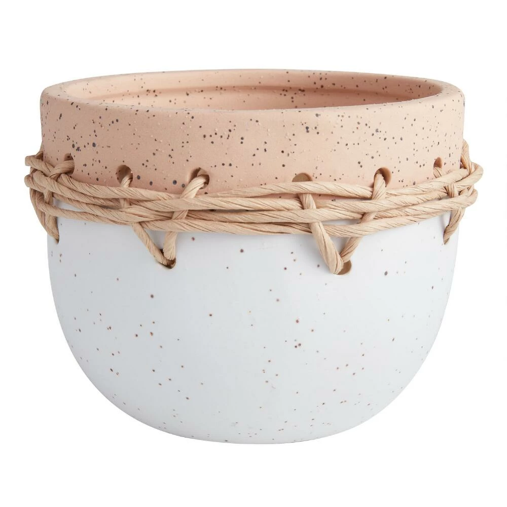 World Market Two Tone Woven Twine Organic Ceramic Vase 1 World Market Two Tone Woven Twine Organic Ceramic Vase