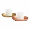 World Market Hammered Metal Pillar Candle Plate Set of 2